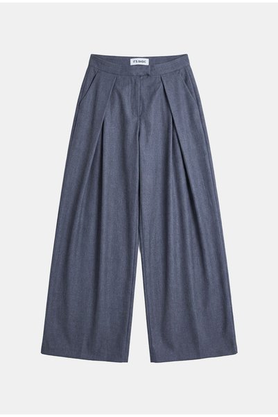 it's basic Pantaloni de damă Antracit w6-45 Super Palazzo cu design cu pliuri