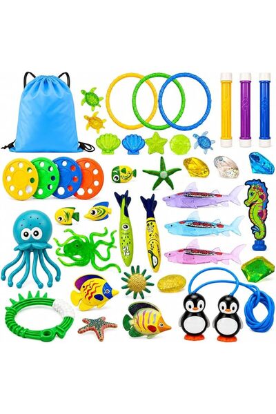 GENERAL Diving Pool Toys Set for Kids,40PCS Underwater Swimming Sinking Toy w...