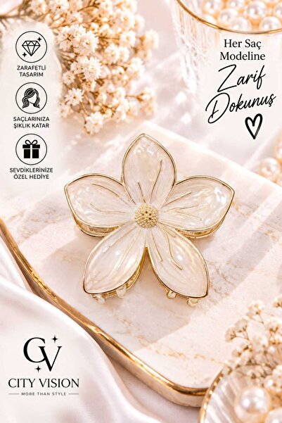 cityvision Sakura Flower Model Cream Color Metal Hair Clip - Medium Size 5 cm...
