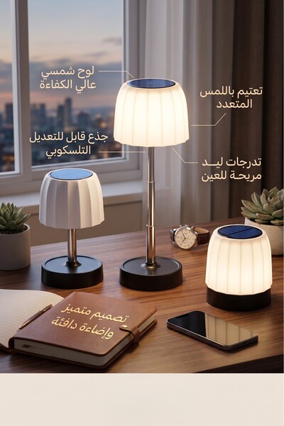 Primo Plus مصباح طاولة تلسكوبي قابل لإعادة الشحن مع خاصية التعتيم السلس ومنفذ...