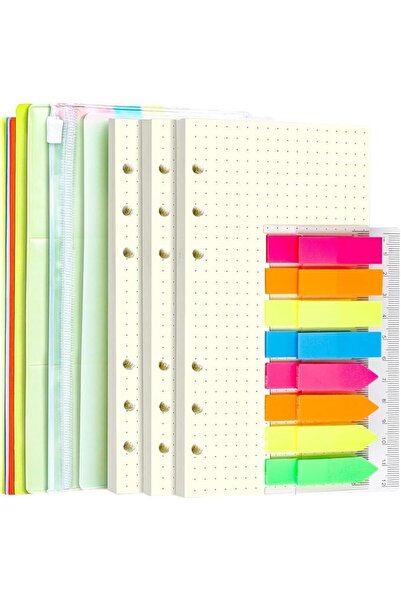 Aputue A6 Refill Paper, 3 Pack 135 Sheets Dotted Loose Leaf Inserts, 6 Ring B...