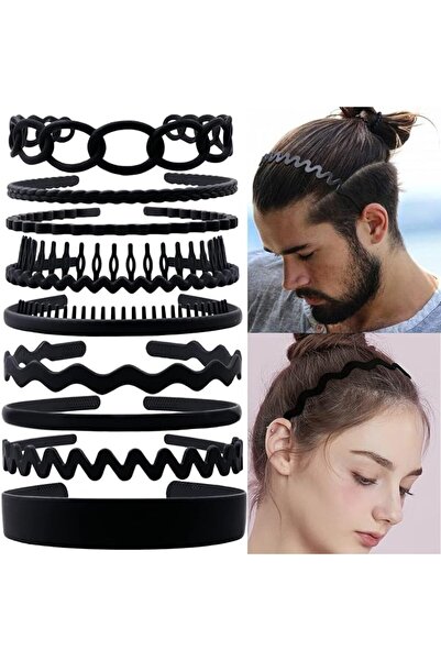 AZONEE Plastic Headbands, Comb Headbands Non Slip, Black Wide Head Bands with...