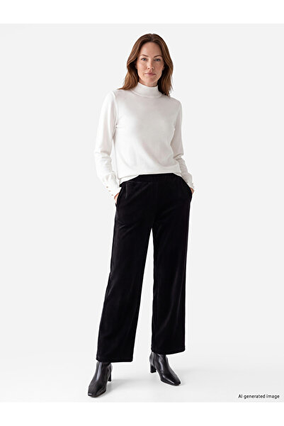 LC Waikiki Vizyon New Season Black Women's Trousers with Elastic Waist