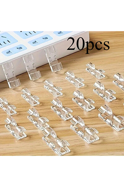 Choice 20pcs 20/40pcs Clear Adhesive Cable Clips Non-punching Wire Organizer ...