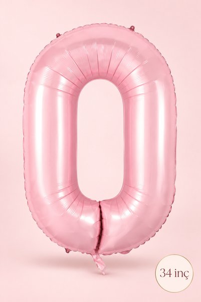 Atölye Mi 0 Pink Number Balloon 34 Inch Age Balloon
