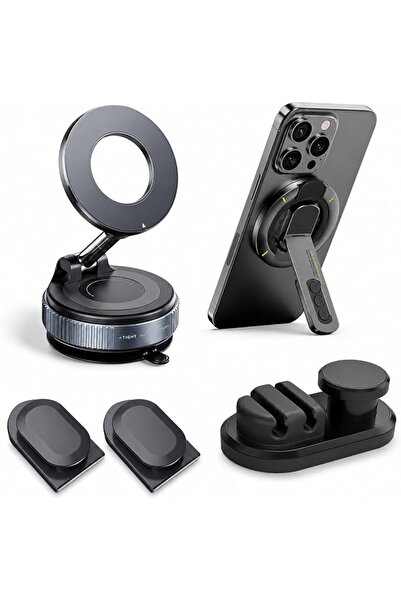 Generic 4 in 1 Magnetic Phone Holder Set with Mechanical Suction Cup Mount, F...