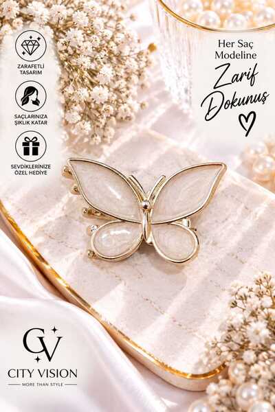 cityvision Butterfly Model Cream Color Metal Hair Clip - Small Size 3.5 - Sty...