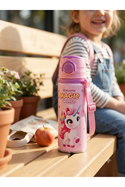Alüminyum desenli su matarası ( pembe )