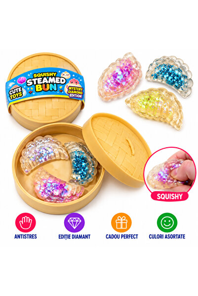 SHOP LIKE A PRO Dumpling Squishy Antistres cu Sclipici, Ediție Misterioasă Di...