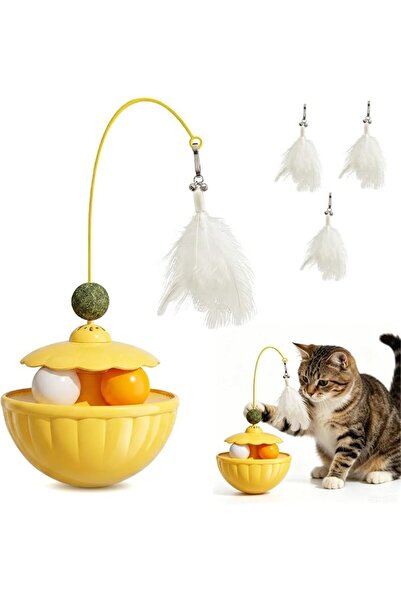 ANYUAN 4 in 1 Interactive Cat Tumbler Toy,Cat Feathers Toy,Rolling Track Ball...