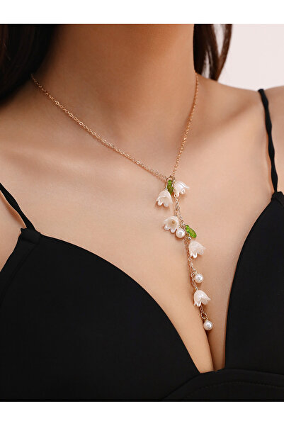 Take Two By Styli Faux Pearl Flower Lariat Necklace