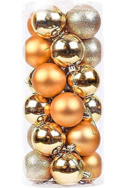Generic Christmas Tree Ornaments, Gold Shatterproof Ball Baubles, 24 Pieces, ...