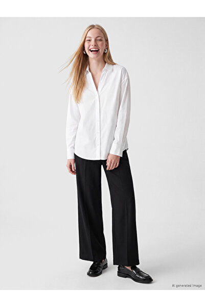 LC Waikiki Peak New Season Black Loose Fit Women's Pleated Fabric Trousers