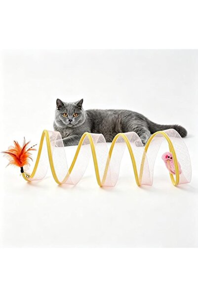 Tazweeq Cat Spiral Tunnel, Foldable Interactive Toy for Kittens Indoor