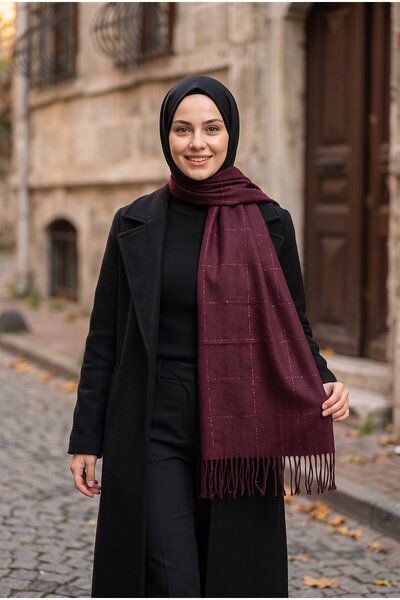 EBRUTESETTÜR Sequin Detailed Shoulder Shawl Burgundy