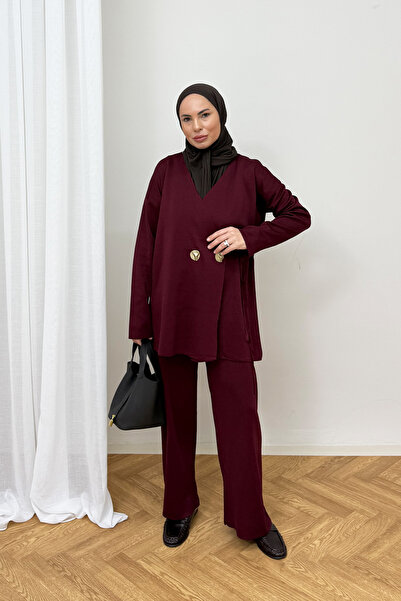 Melike Tatar Düğmeli Triko Takım 87-25310