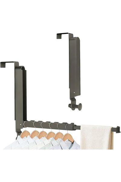 HASTHIP ® Folding Wall Hanging Bar Organizer, No Drill Aluminum Retractable H...
