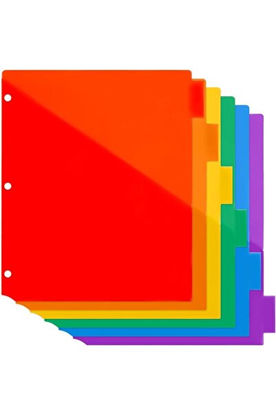 GENERAL File Dividers with Tabs and Pockets, 6 Pack of Plastic Pocket Divider...