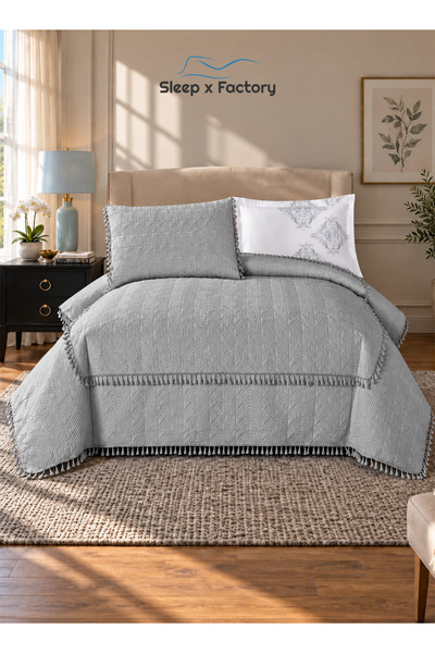 Sleep x Factory طقم مفرش سرير من 4 قطع لسرير مقاس 140×200 سم، مفرش سرير مبطن ...