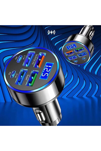 Choice 6in1 Car Charger Super Fast Charging 4 USB 2 USB C Multi Port with Vol...
