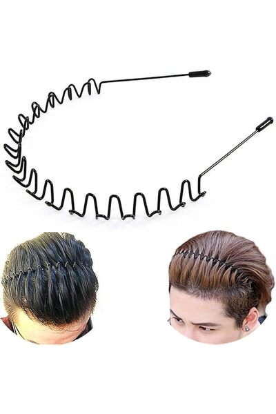 bodbop Metal Hair Band for Men Headband Women Hair Bands Men Unisex Black Wav...