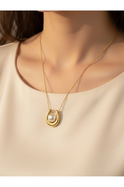 Take Two By Styli Faux Pearl And Horn Pendant Necklace