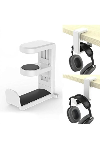 ToolHouse 360° Rotating Headphone Stand with Cable Clip Organizer - Adjustabl...
