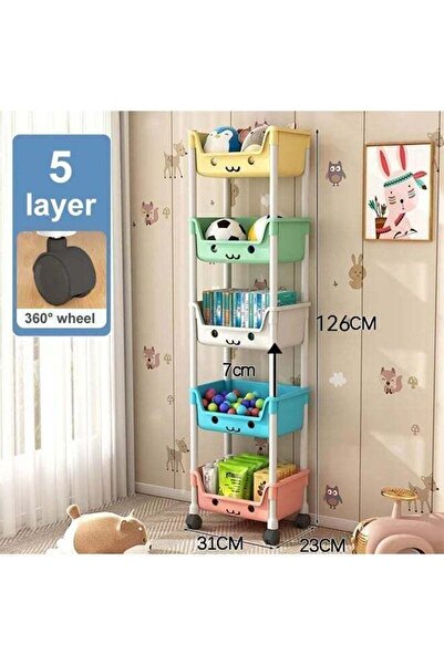 Generic 5-Tier Rolling Storage Trolley Cart with Wheels, Multifunctional Remo...