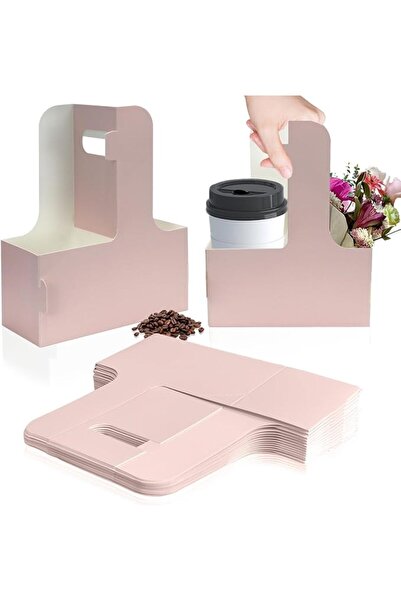 Yelajoy 2 Cup Disposable Drink Carrier for Delivery with Handle,15 Count Kraf...