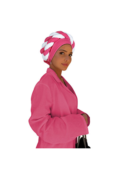 Take Two By Styli Pink Daytime Turban Hijab with Weave Design