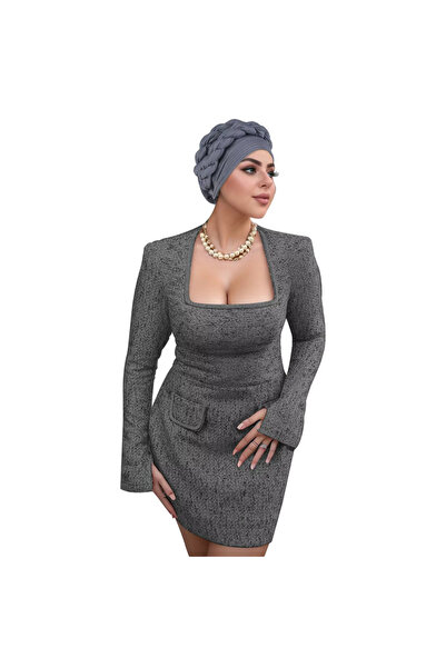Take Two By Styli Grey Braided Turban Headwrap