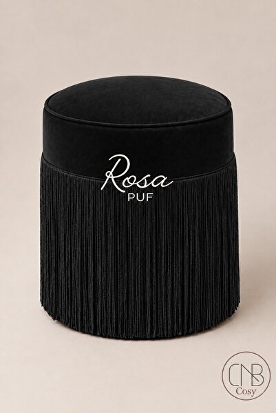 CAB Cosy Rosa Püsküllü Siyah Puf