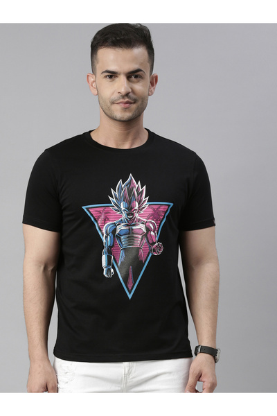 Bushirt By Styli تي شيرت أسود بطبعة جرافيكية ورقبة دائرية