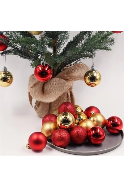 Generic Christmas Collection Red 4CM Shatterproof Ball Ornaments 24 Pieces, Glitter and Shiny Finish, Tree Decorations for Holiday Party Wedding