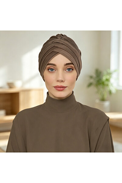 Take Two By Styli حجاب توربان سادة بلون بني قهوة