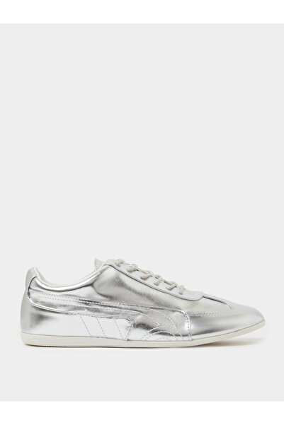 Styli Silver Metallic Lace-Up Sneakers