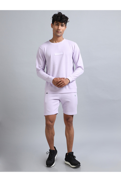 Bushirt By Styli Men Lilac Waffle Knit Shorts Co-Ord Set
