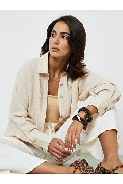 Take Two By Styli Beige Regular Fit Button-Up Shirt