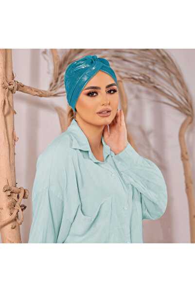 Take Two By Styli حجاب توربان ملون باللون الأزرق الفاتح مع عقدة