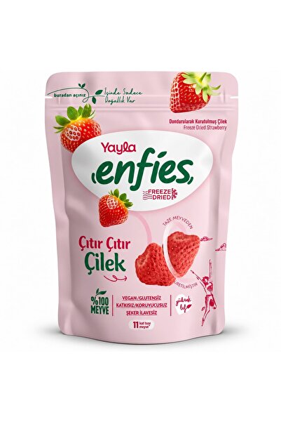 Yayla Enfies Freeze Dried Dondurularak Kurutulmuş Çıtır Meyve-Çilek 15 Gr. (1...