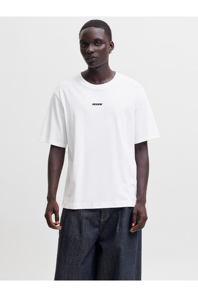 Jack & Jones White Jcoclub Slogan Print Crew Neck Short Sleeves T-Shirt