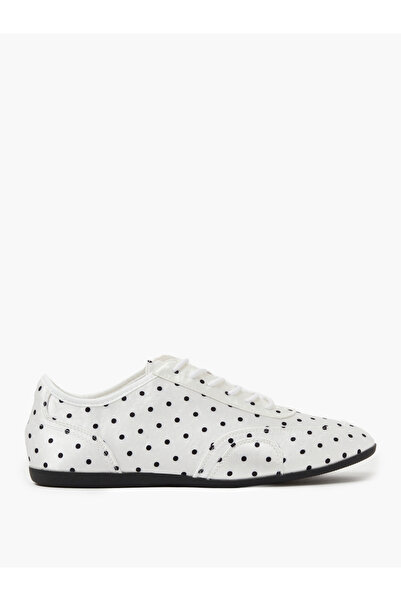 Styli White Polka Dot Lace-Up Sneakers