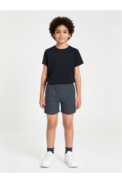 Take Two By Styli Boys Grey Knitted Pull-On Shorts