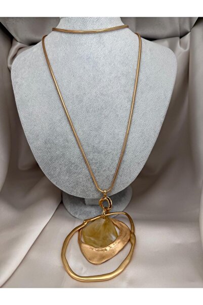 ZS Aksesuar Women's Gold Long Chain Necklace – Modern Design Statement Neckla...