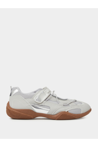 Styli Grey Mesh Mary Jane Sneakers