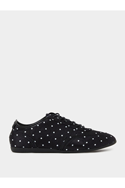 Styli Black Polka Dot Lace-Up Sneakers