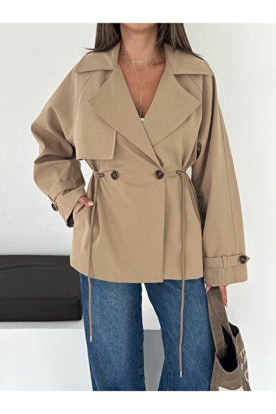 Ekim Store Tied Drawstring Double-Breasted Trench Coat
