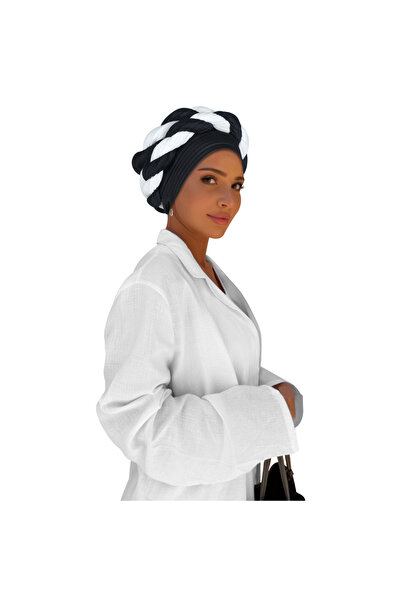 Take Two By Styli Black Braided Turban Hijab