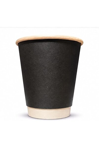 Generic 8oz. Black Disposable Paper Coffee Cups, Double Wall, Rolled Rim Desi...