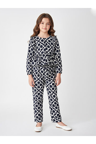 Bella Moda By Styli Girls Multi-Color Printed Ruffle Details Shirt And Trouse...